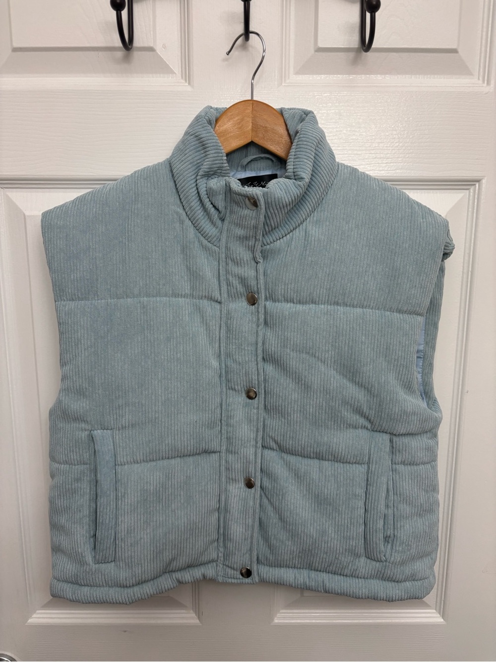 Say What? Women’s Light Blue Cozy Quilted Corduroy Puffer Vest NWT